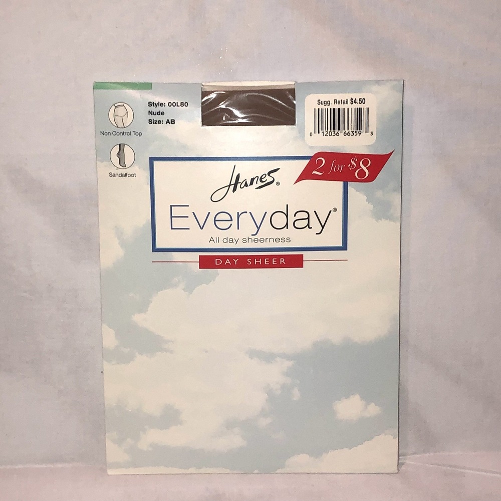 Hanes Everyday All Day Sheerness Pantyhose Size AB Nude 00L80 Non Control Top